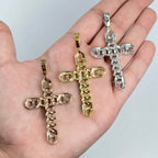 14K Gold Cuban Link Cross Diamond Pendant - additional product view 8