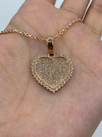 14K Heart in Rose Gold Halo Diamond Pendant - additional product view 3