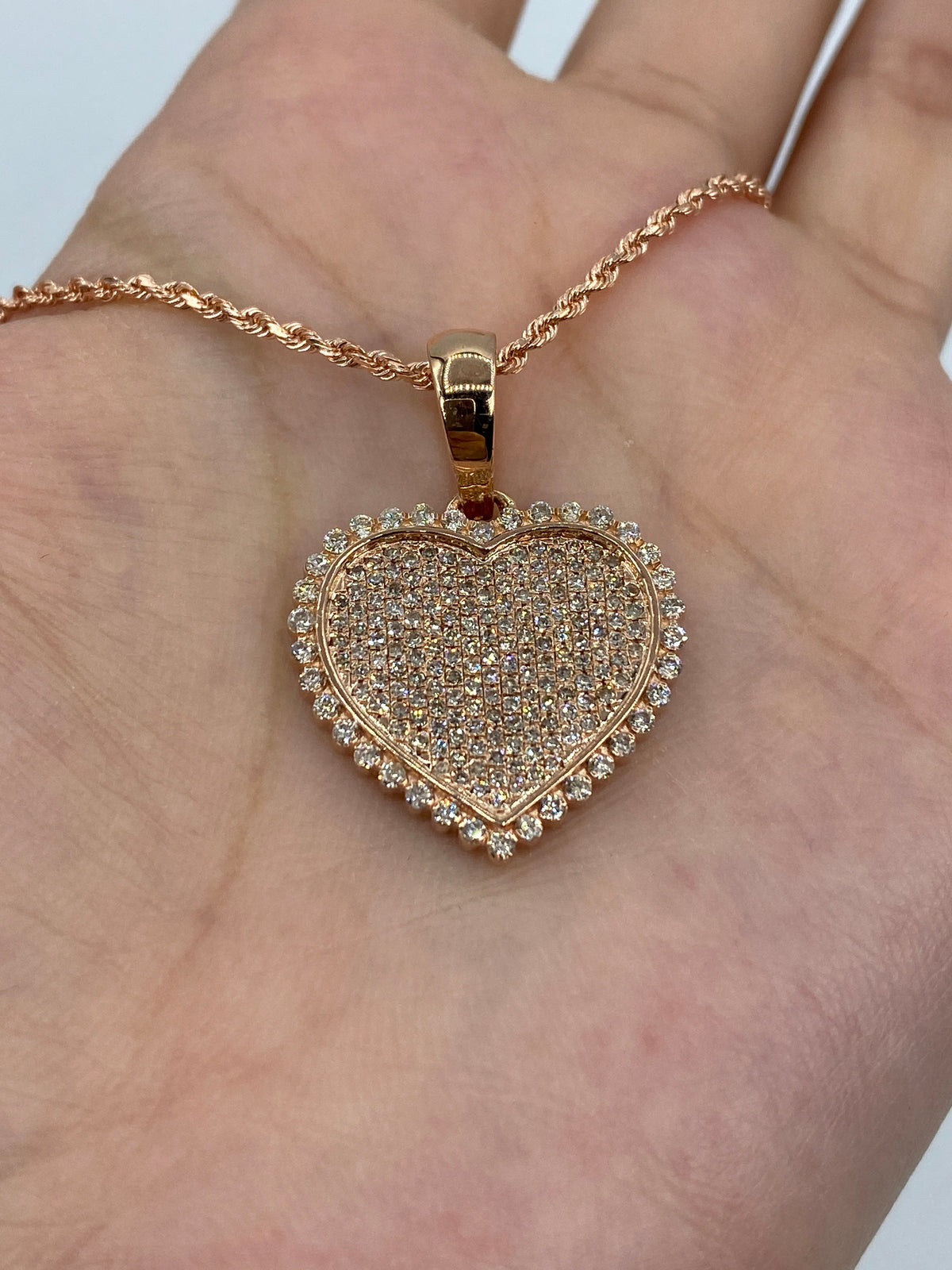 14K Heart in Rose Gold Halo Diamond Pendant - additional product view 3