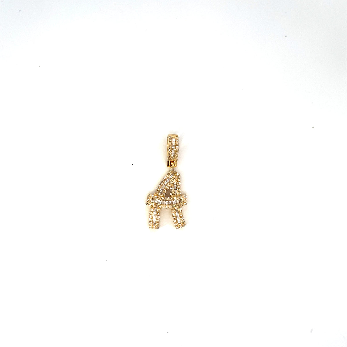 14K Gold Bamboo Initial Letter Diamond Baguette Pendants Full Collection - additional product view 51