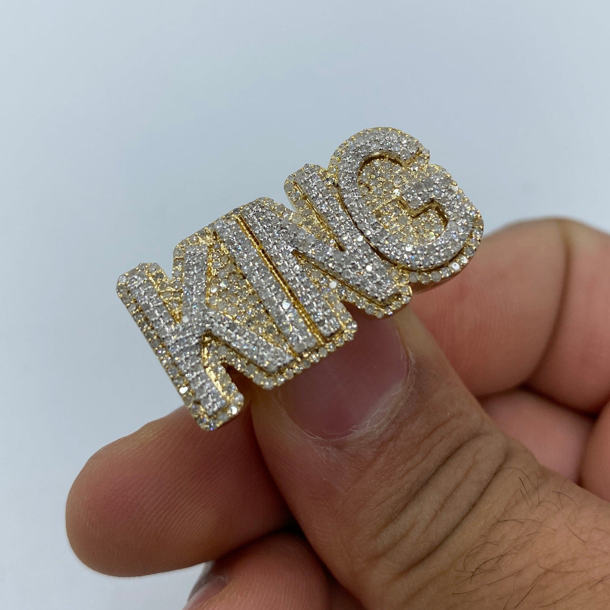 10K Gold King Name Plate Diamond Ring - additional product view 2