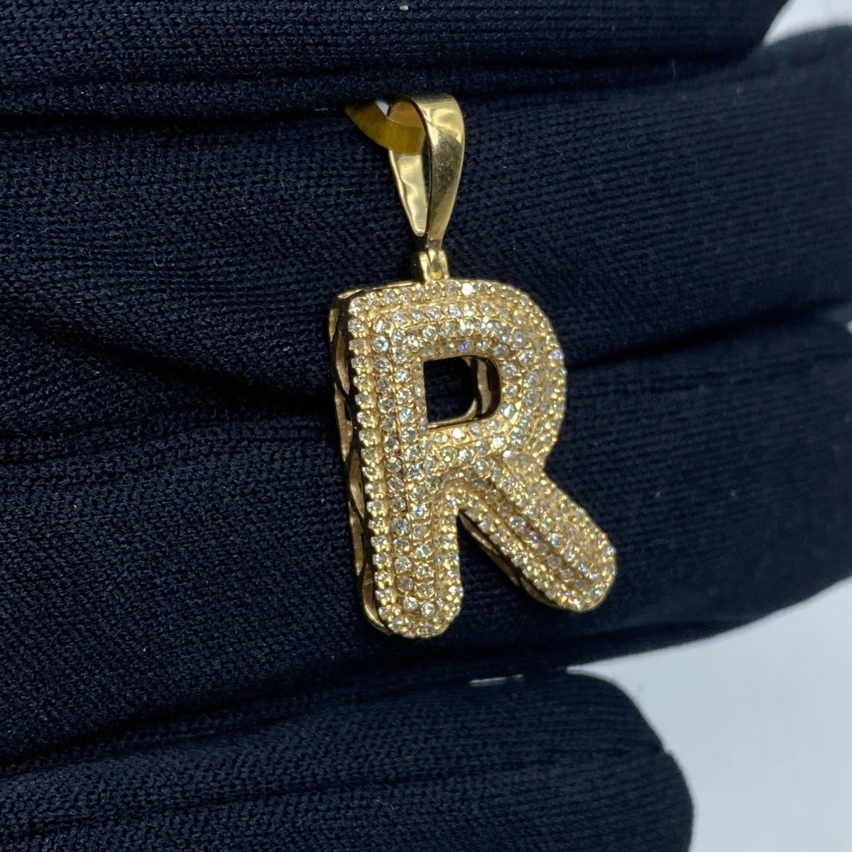Initial R Bubble Diamond Pendant - additional product view 3
