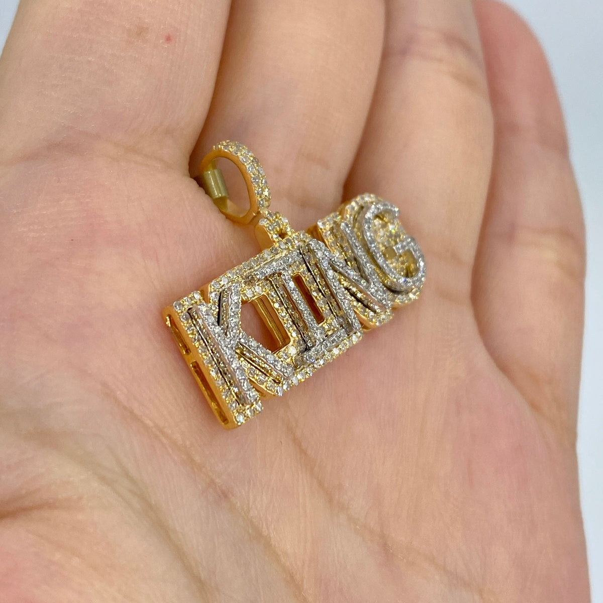 10K Gold King Name Plate Diamond Pendant - additional product view 3