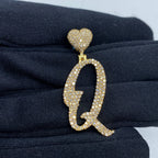 14K Gold Initial Q Script Heart Diamond Pendant - additional product view 2