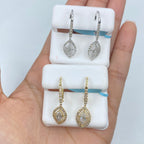 14K Gold Navette Diamond Dangling Earrings - additional product view 2
