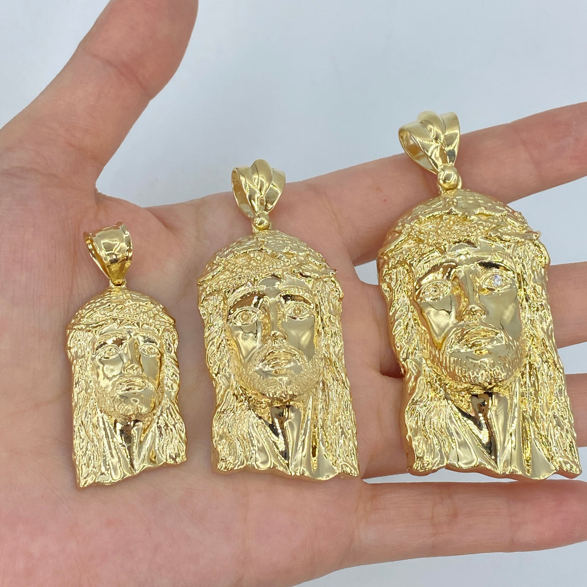 14K Gold Jesus Head Pendant - additional product view 2