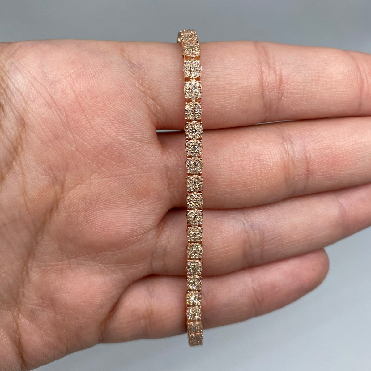 14K Gold 4mm Tennis Diamond Bracelet 6.5–8.5 in in rose gold, 6.5" - close-up product photo