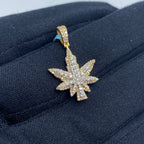 14K Yellow Gold Weed Diamond Pendant - additional product view 3