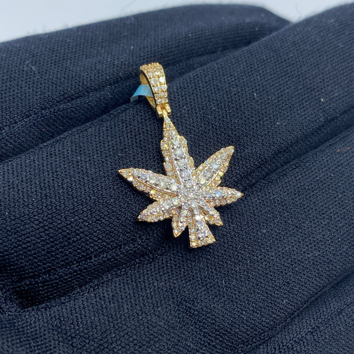 14K Yellow Gold Weed Diamond Pendant - additional product view 3