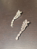14K Gold Bridal Flower Baguette Hanging Diamond Earrings - additional product view 3