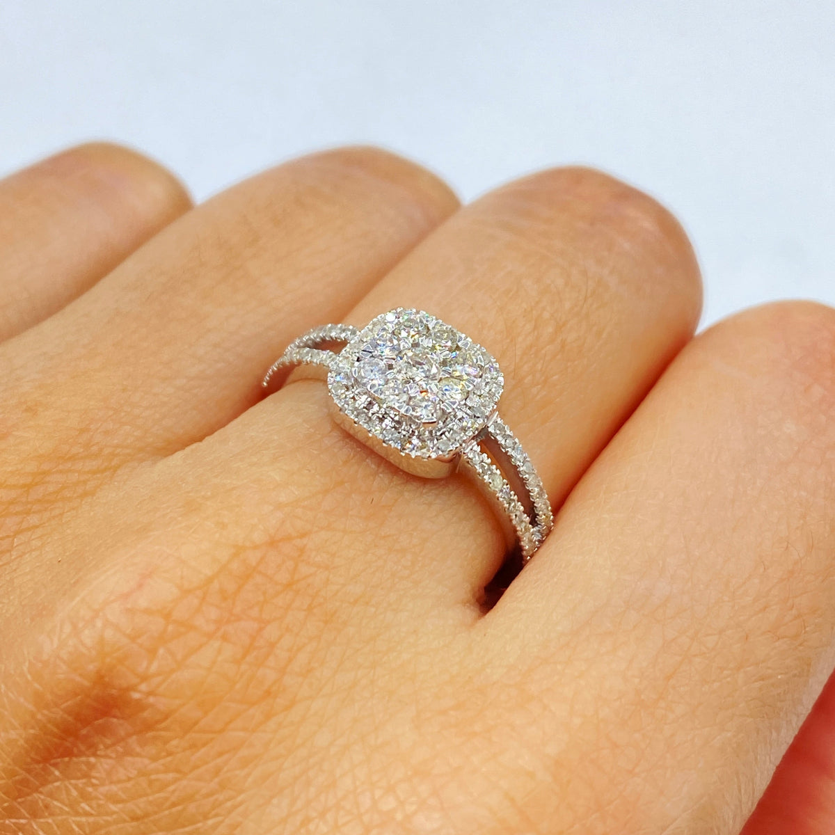14K Gold Jennie Square Diamond Engagement Ring in white gold - close-up product photo