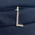 14K Gold Single Stone Initial L Diamond Pendant, Small - close-up product photo