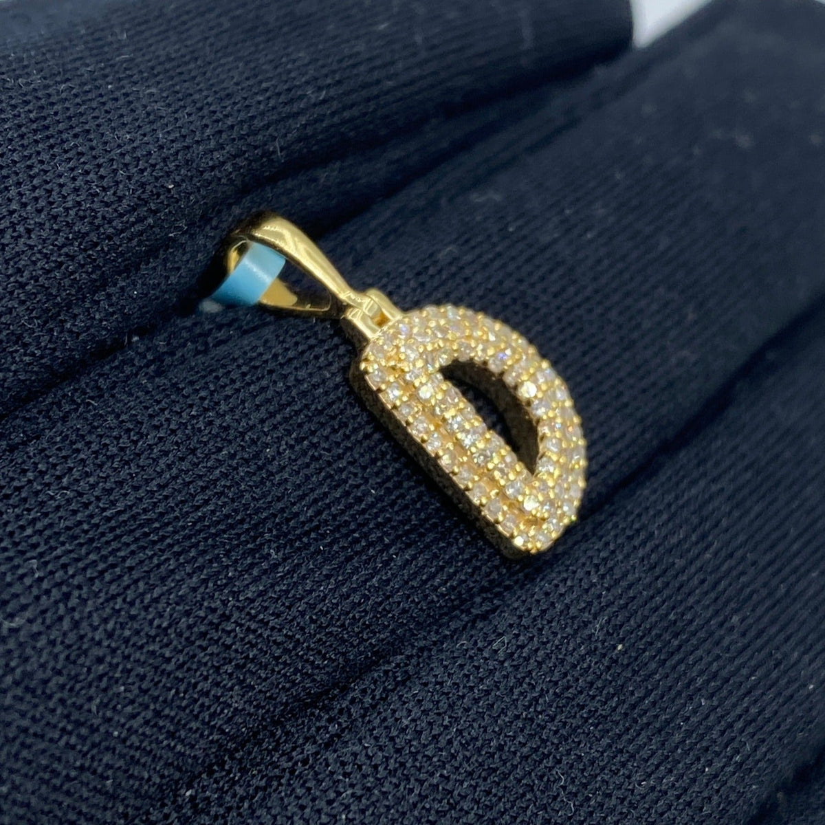 14K Gold Initial D Bubble Diamond Pendant - additional product view 3