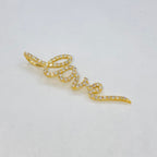 10K Gold Love Script Diamond Pendant in yellow gold - close-up product photo
