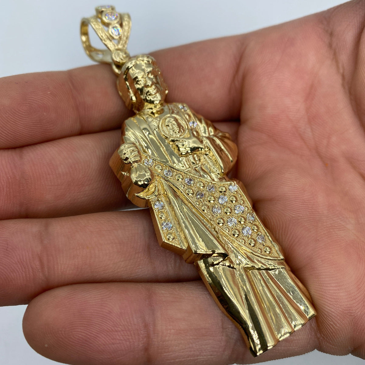 14K Gold Saint Jude CZ Pendant - additional product view 4