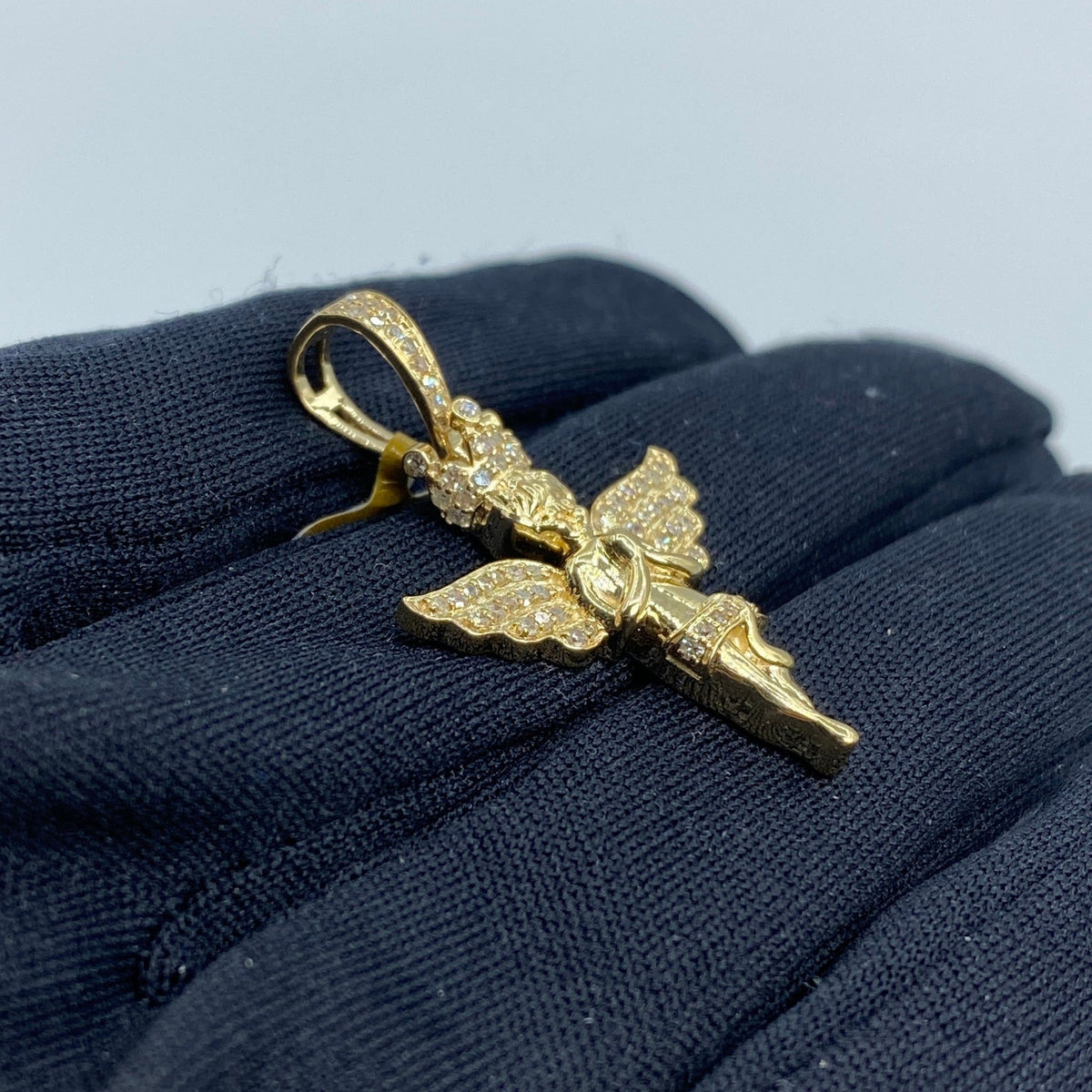 10K Gold Baby Angel Diamond Pendant 1.3 in - additional product view 3