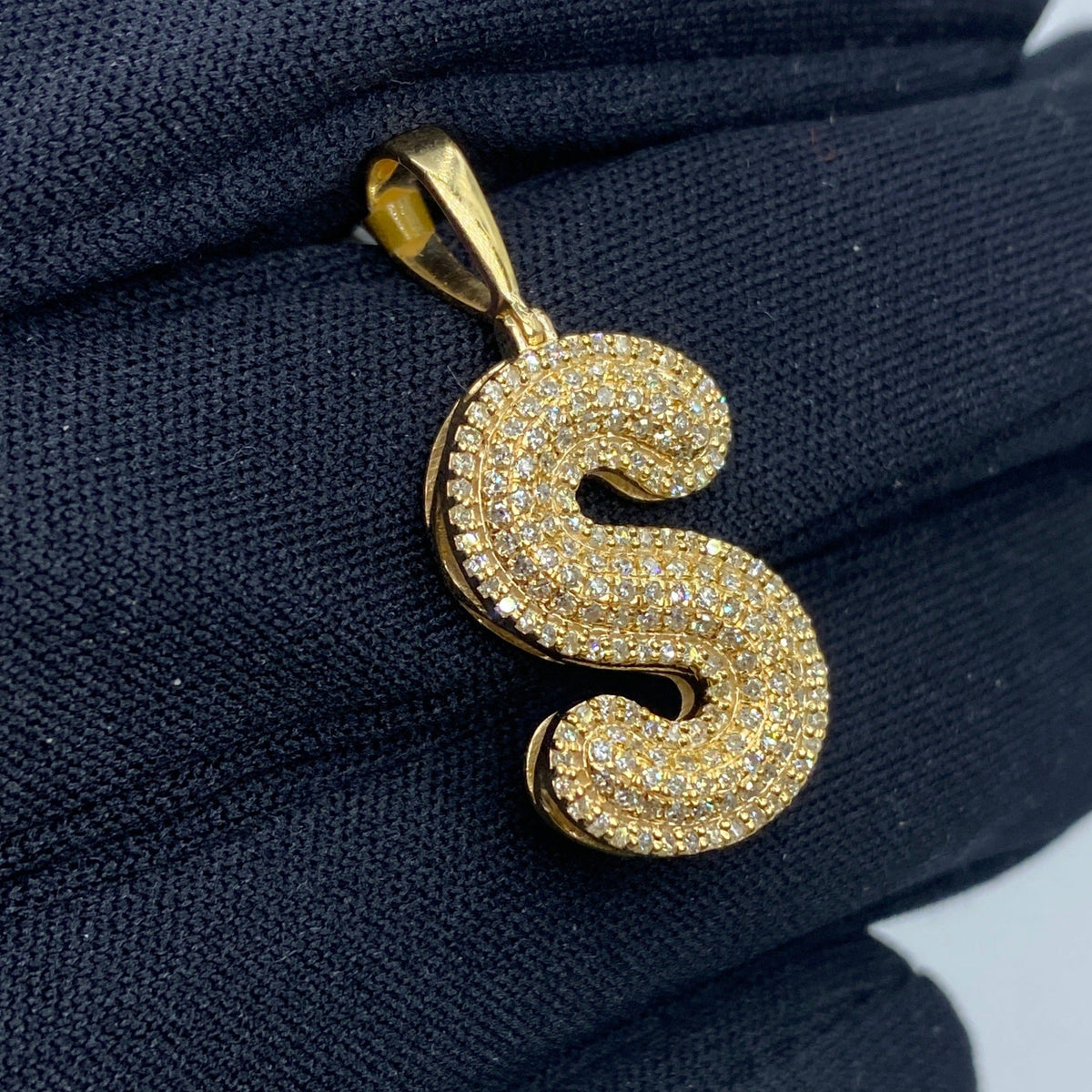 Initial S Bubble Diamond Pendant - additional product view 3