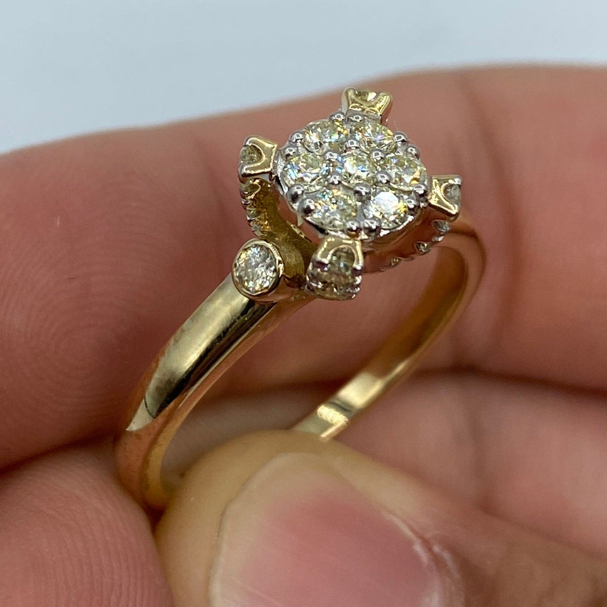 14K Gold Flower Diamond Engagement Ring - additional product view 4