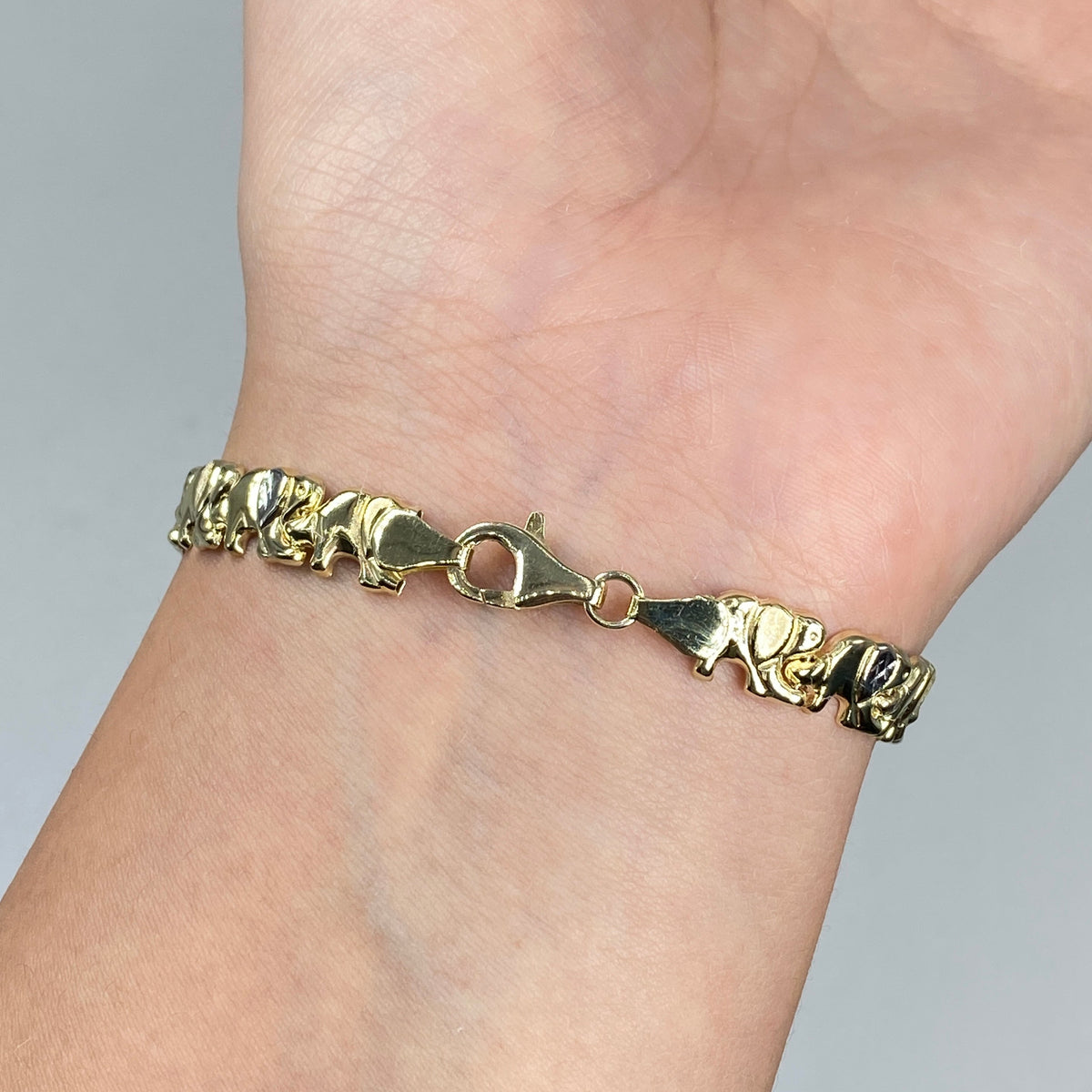 10K Gold Elephant Link Bracelet 7.5 in - additional product view 6