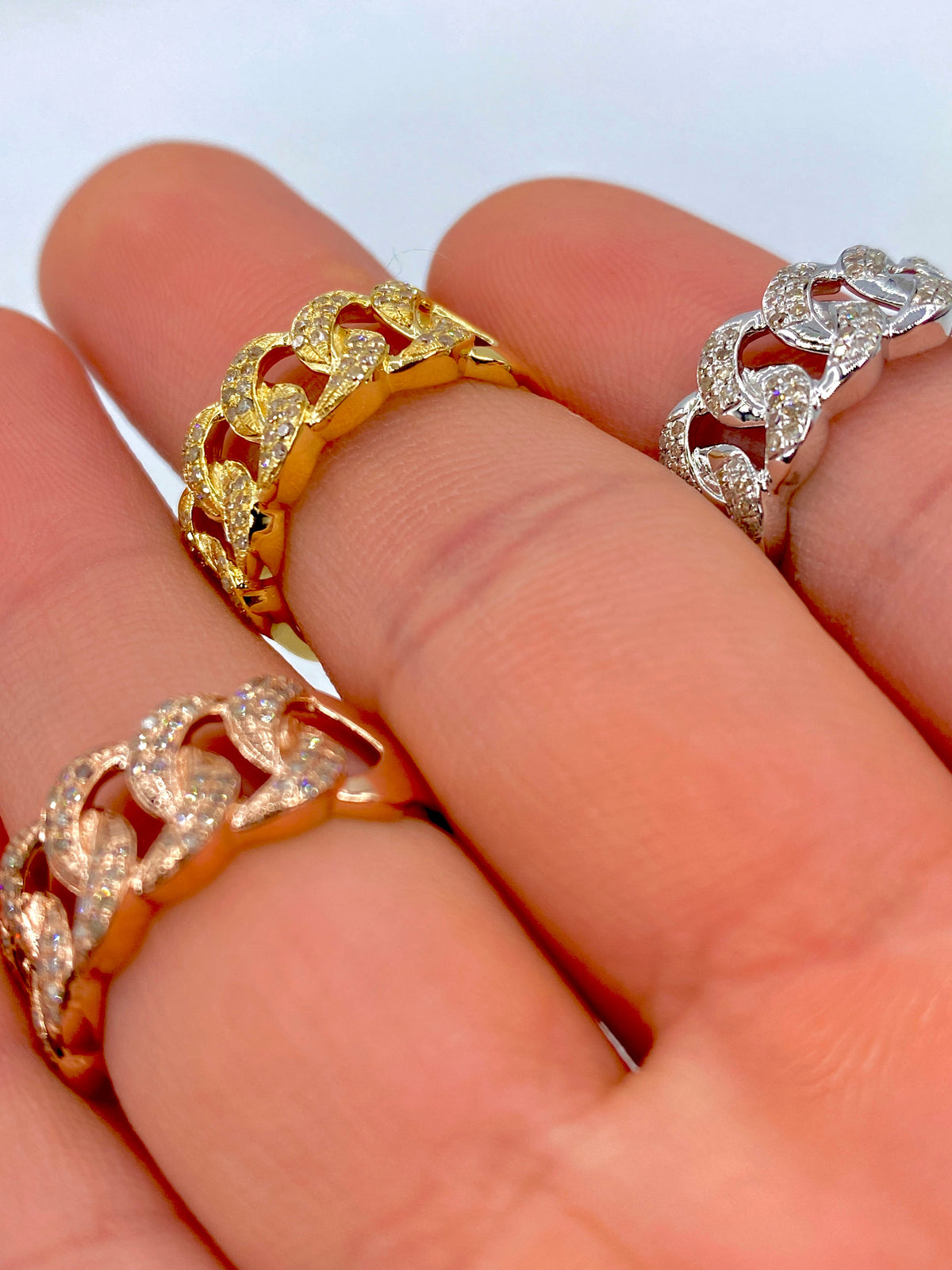 10K Gold 9mm Cuban Diamond Ring - additional product view 3