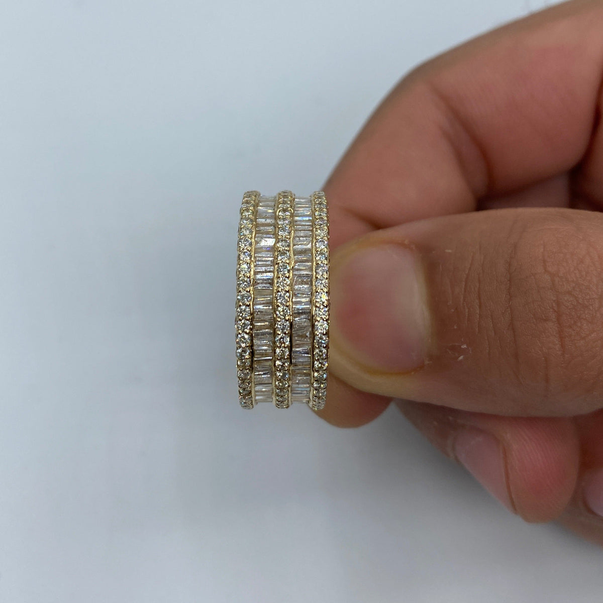 14K Gold Double Stroke Diamond Baguette Ring - additional product view 6