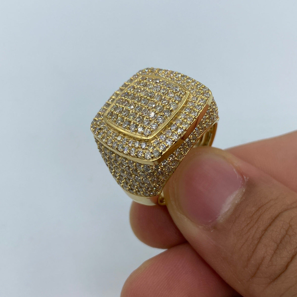 10K Gold Jumbo Square Diamond Ring in yellow gold - close-up product photo