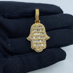 14K Gold Hamsa Diamond Baguette Pendant - additional product view 3