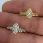 14K Gold Almond Diamond Engagement Ring - additional product view 2