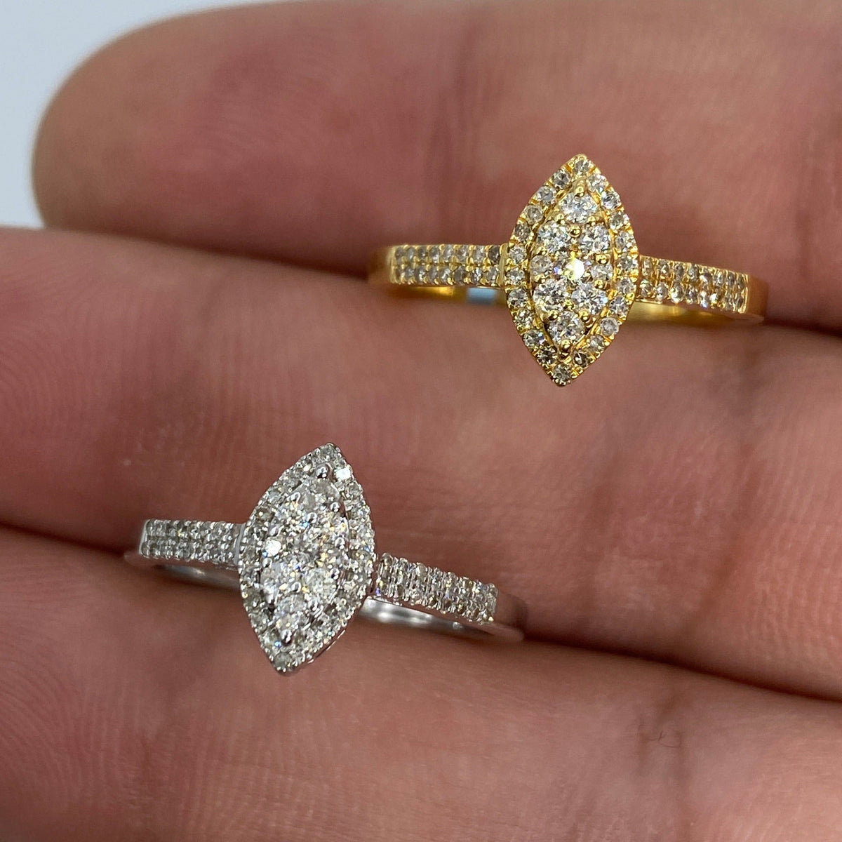 14K Gold Almond Diamond Engagement Ring - additional product view 2