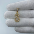 14K Gold Initial S Diamond Baguette Pendant in yellow gold, Small - close-up product photo