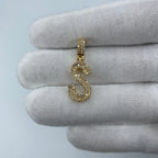 14K Gold Initial S Diamond Baguette Pendant in yellow gold, Small - close-up product photo