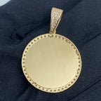 14K Gold Circle Picture Photo CZ Pendant - additional product view 4