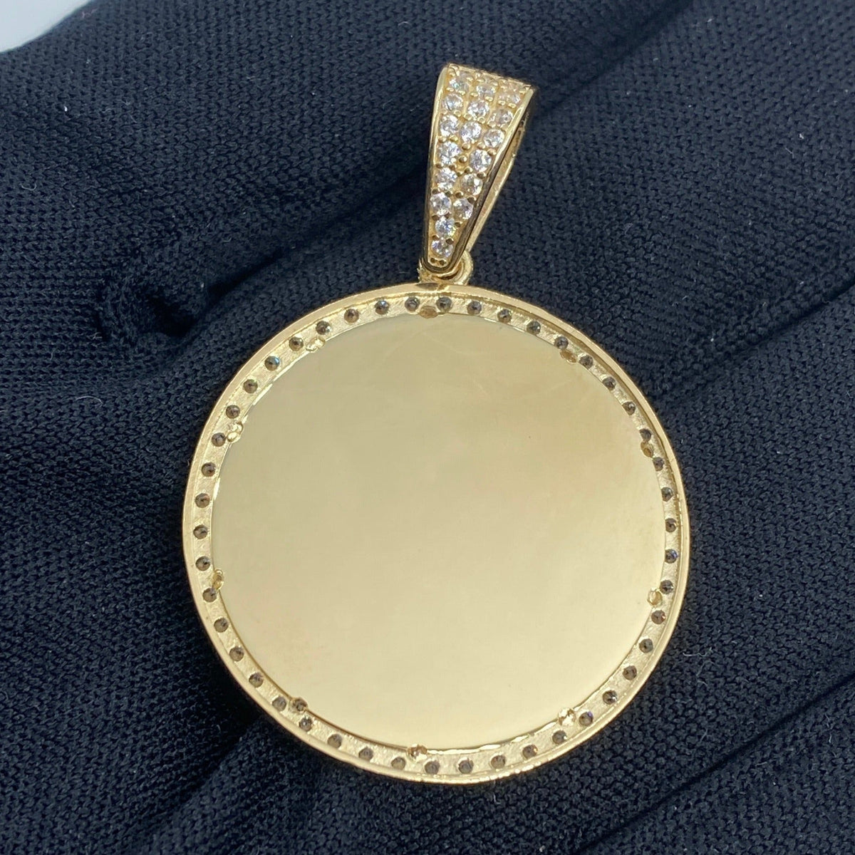14K Gold Circle Picture Photo CZ Pendant - additional product view 4