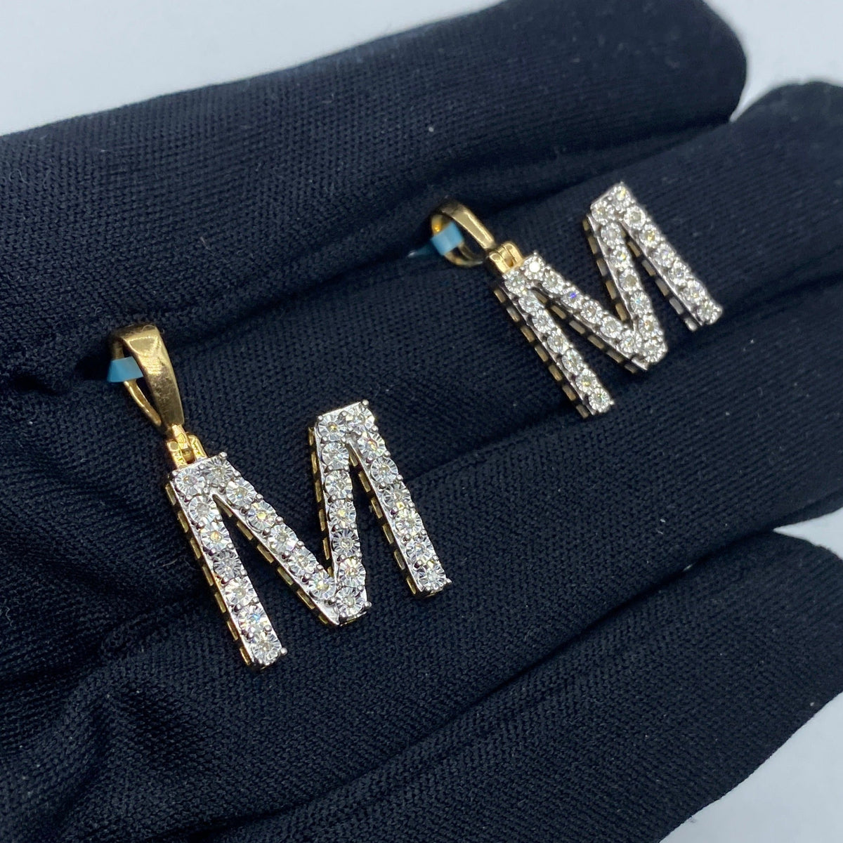 14K Gold Single Stone Initial M Diamond Pendant - additional product view 5