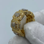 14K Gold Eternity Square Diamond Baguette Ring in yellow gold - close-up product photo