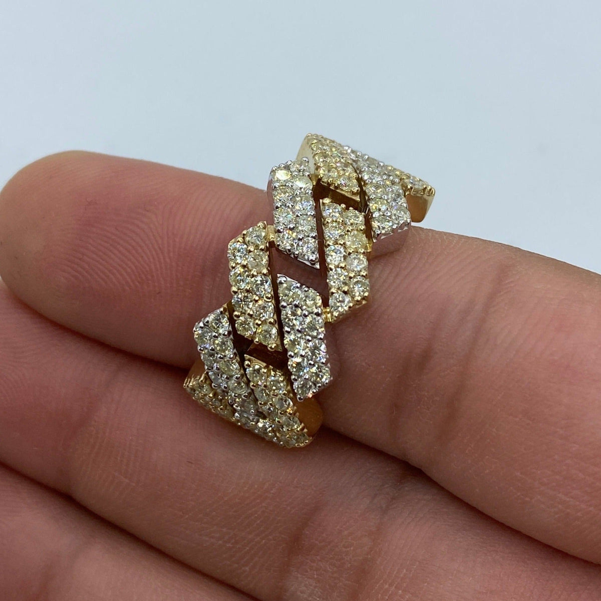 10K Gold Two-Tone Cuban Link Diamond Ring - additional product view 2