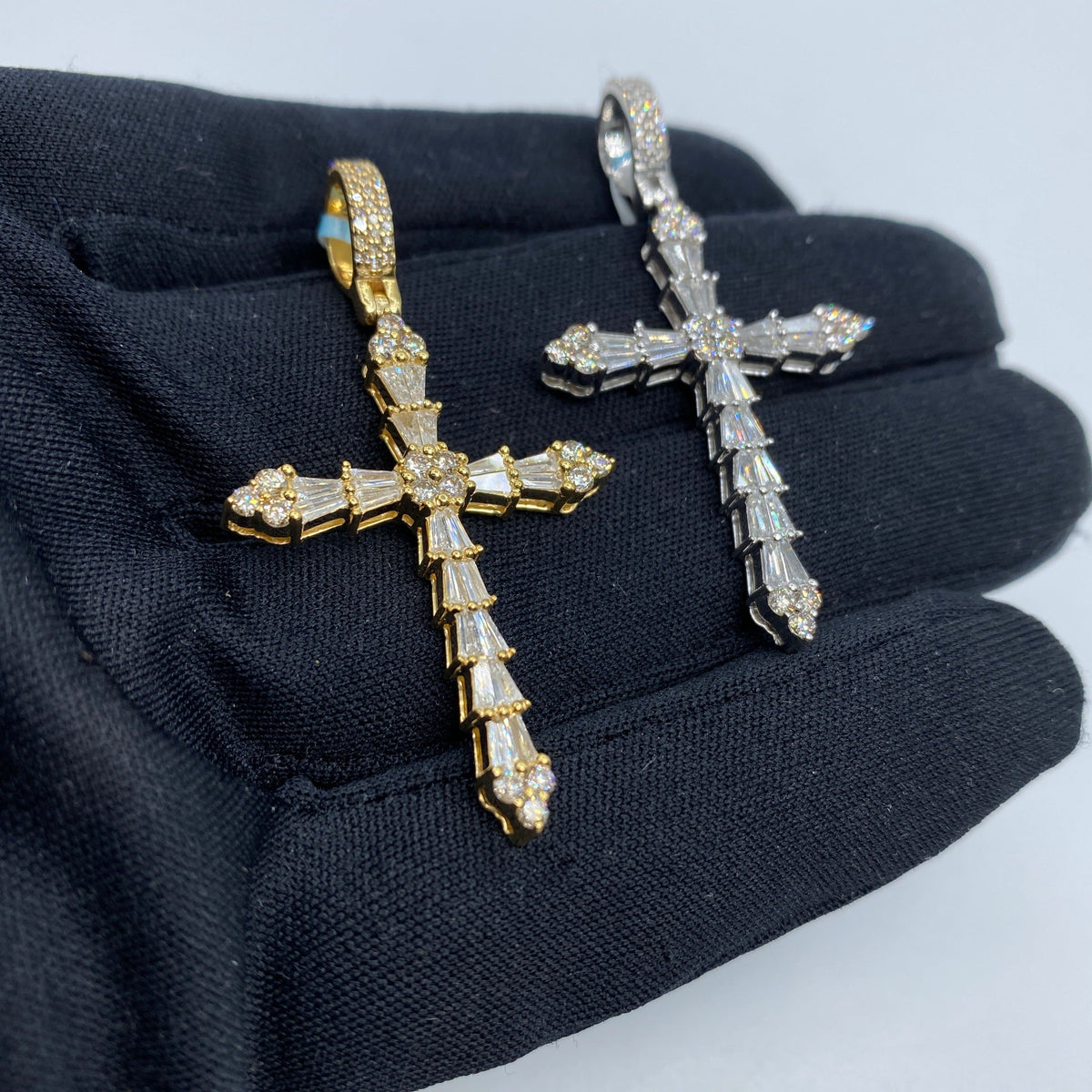 14K Gold Holy Spirit Cross Diamond Baguette Pendant - additional product view 3