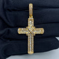 10K Gold Knot Diamond Cross Pendant in yellow gold - close-up product photo