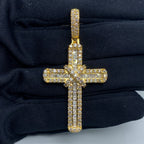 10K Gold Knot Diamond Cross Pendant in yellow gold - close-up product photo
