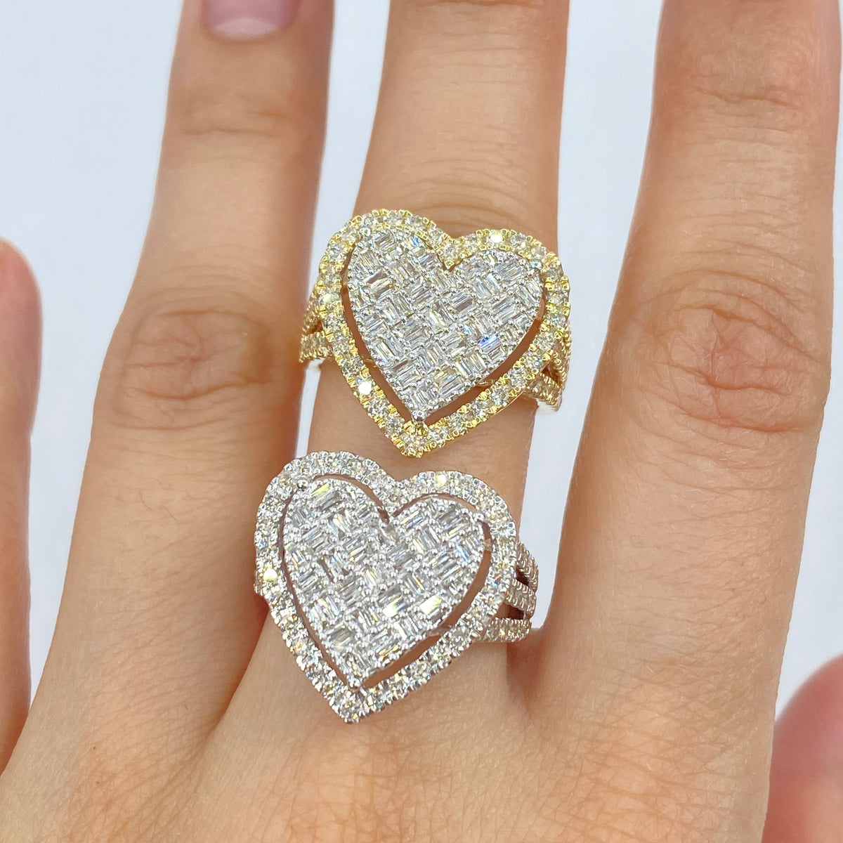 14K Gold Full Heart Diamond Baguette Ring - additional product view 3
