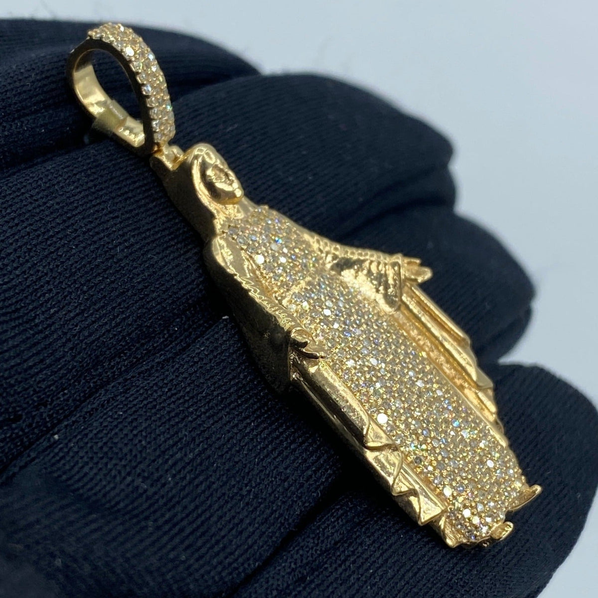 10K Gold Virgin Mary Diamond Pendant - additional product view 3