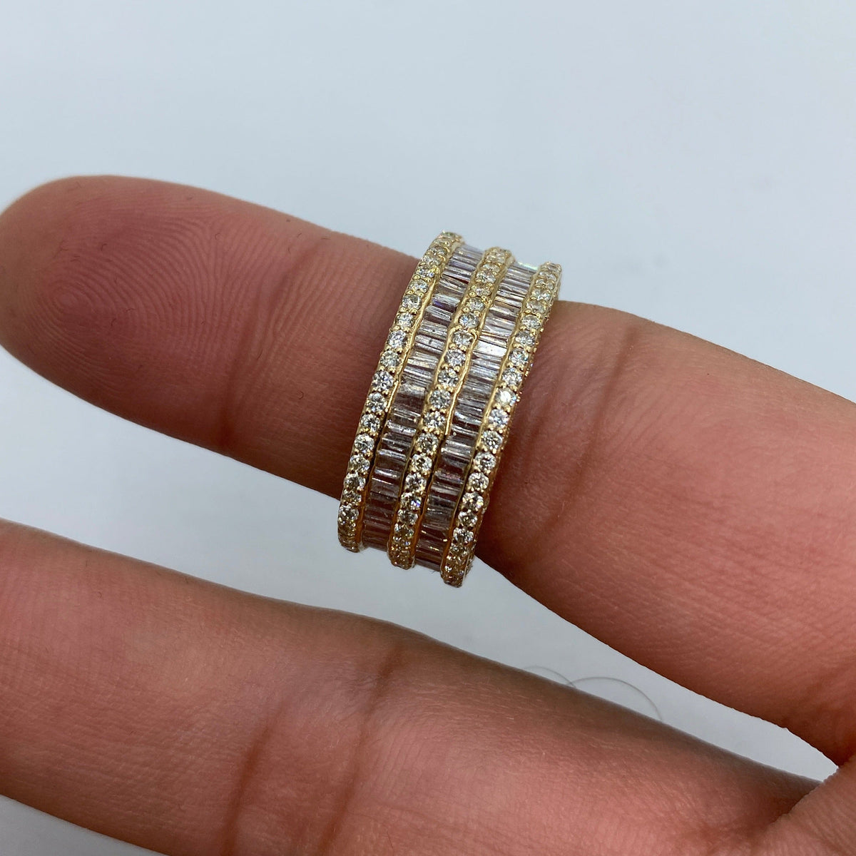 14K Gold Double Stroke Diamond Baguette Ring - additional product view 3