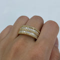 14K Gold Double Row Diamond Baguette Ring in yellow gold - close-up product photo