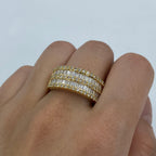 14K Gold Double Row Diamond Baguette Ring in yellow gold - close-up product photo