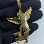 14K Gold Saint Michael Diamond Baguette Pendant - additional product view 4