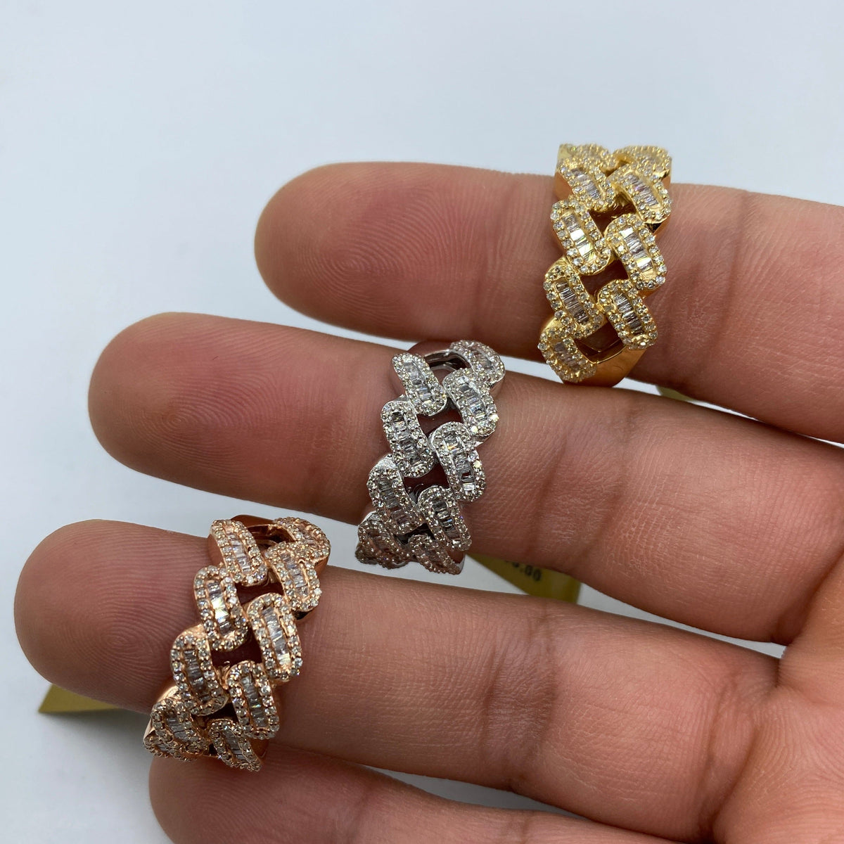 10K Gold Chubby Cuban Link Diamond Baguette Ring - additional product view 2