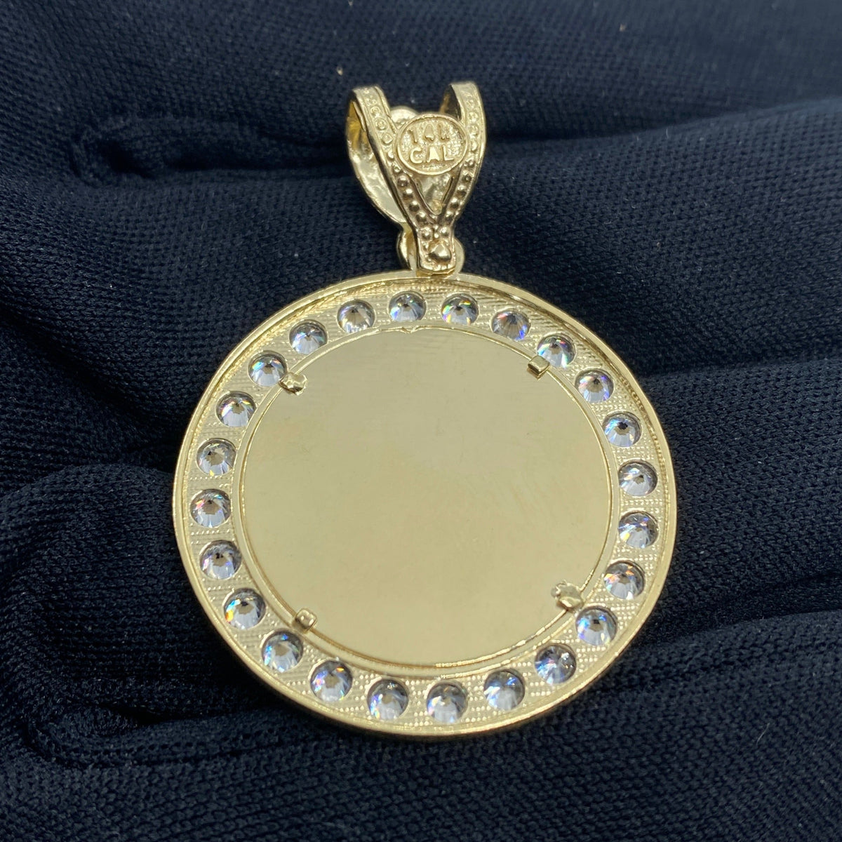 14K Gold Circle Picture Photo CZ Pendant - additional product view 4