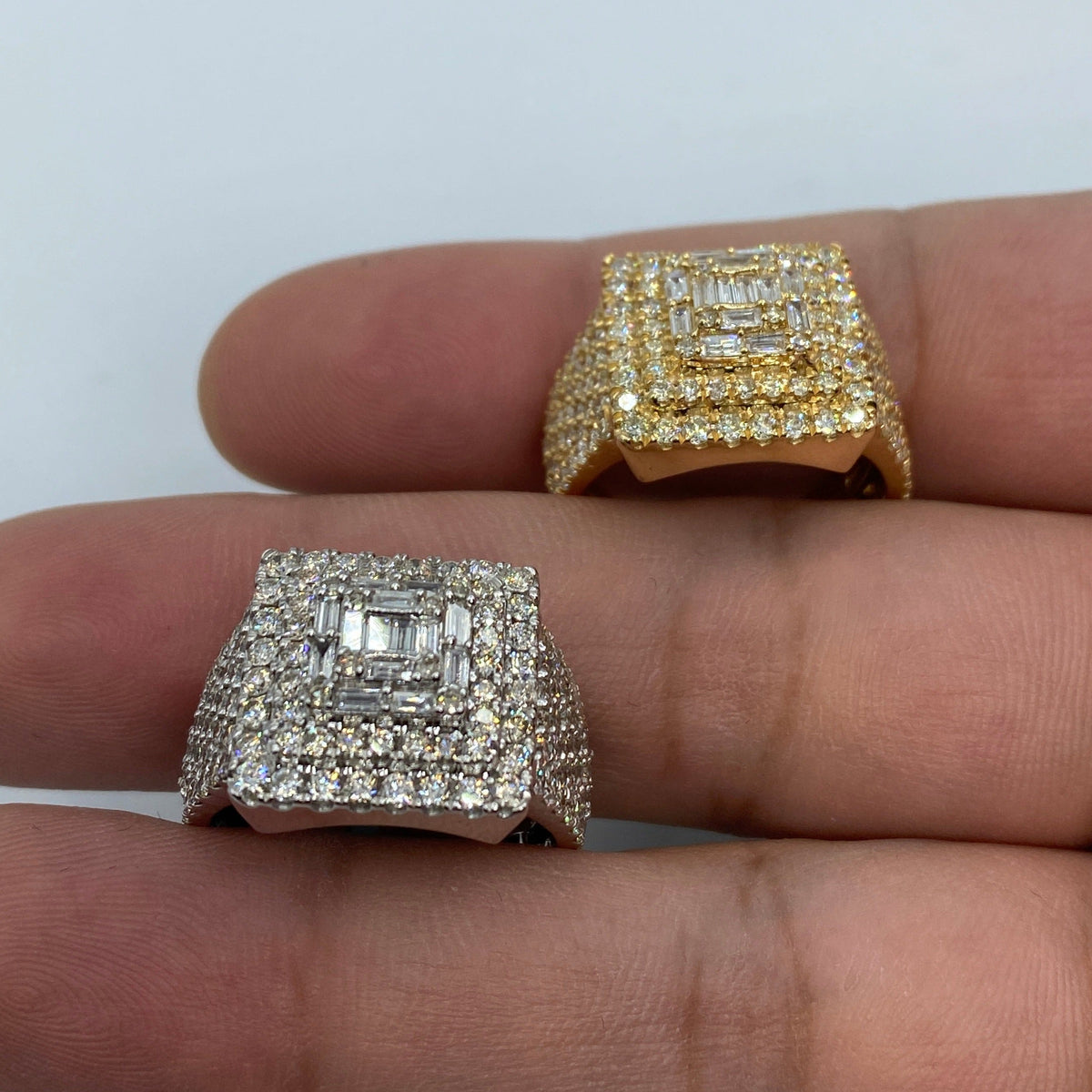 14K Gold Square Diamond Baguette Center Ring - additional product view 5