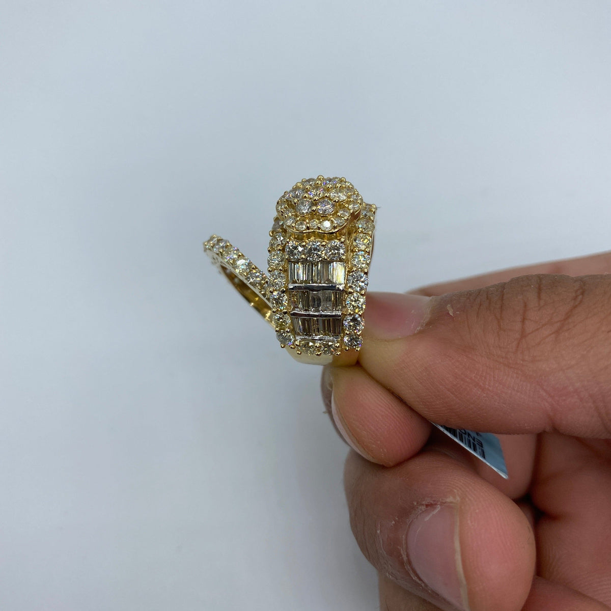 14K Gold Floral Tower Diamond Ring with Matching Band - additional product view 5