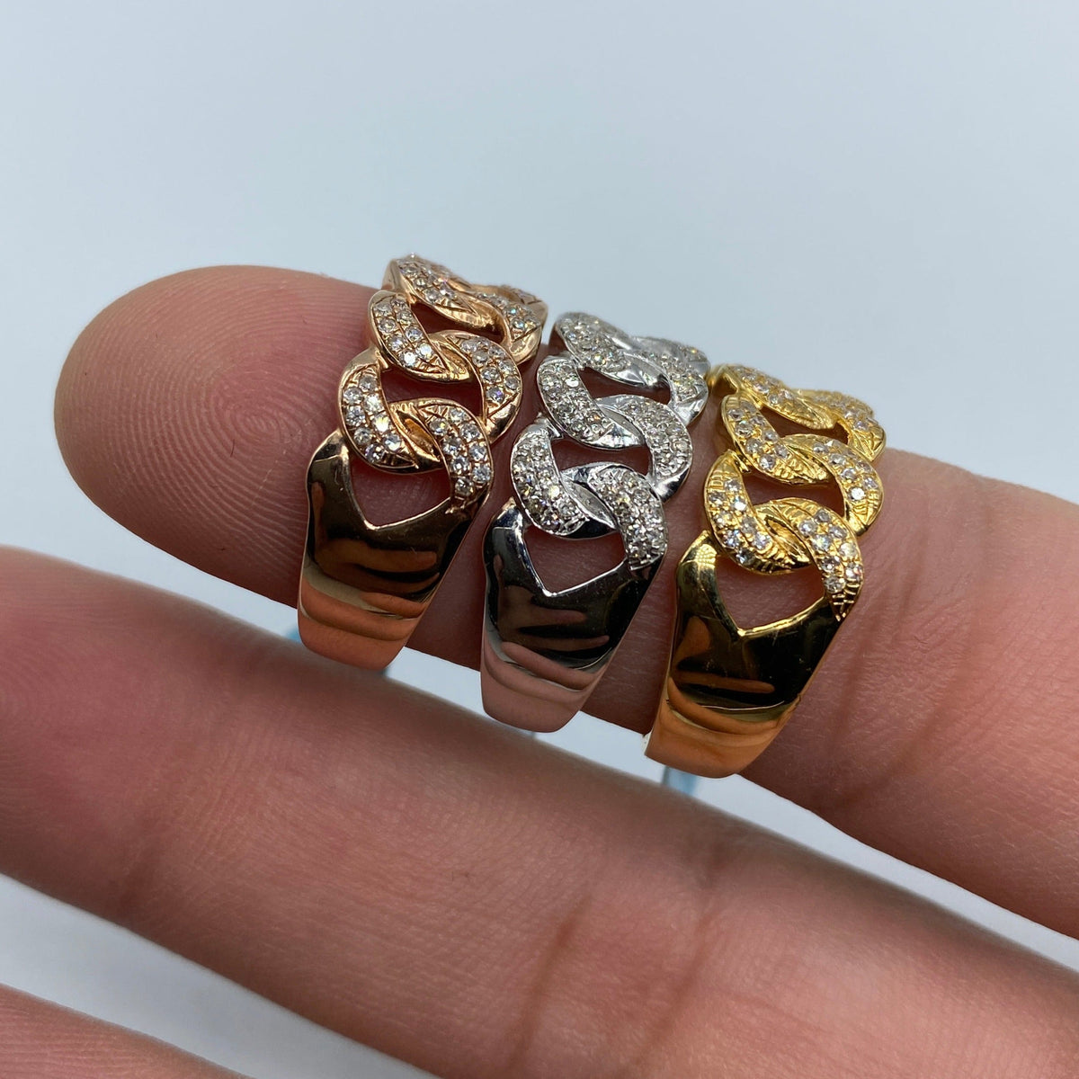 14K Gold 9mm Rounded Cuban Link Diamond Ring - additional product view 6